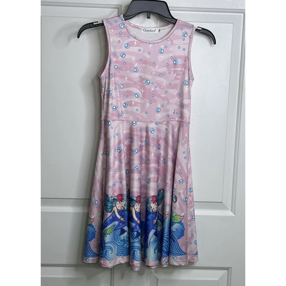 Quedoris Print Twirly Dress Girls 2XL (9-10 Years) Mermaid + Dolphin Sleeveless